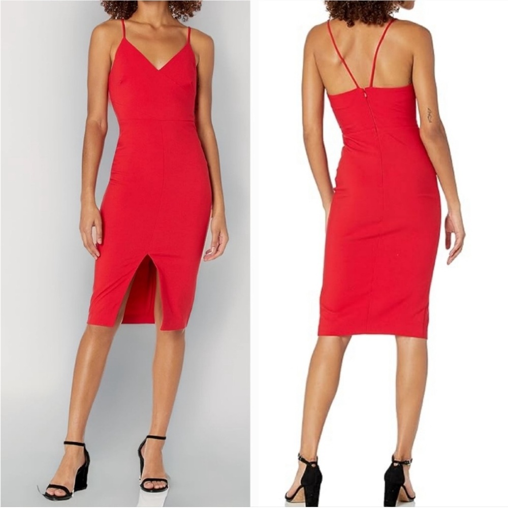 EUC LIKELY Women's Brooklyn Red Sexy Fitted Bodycon Sheath Dress Size 8